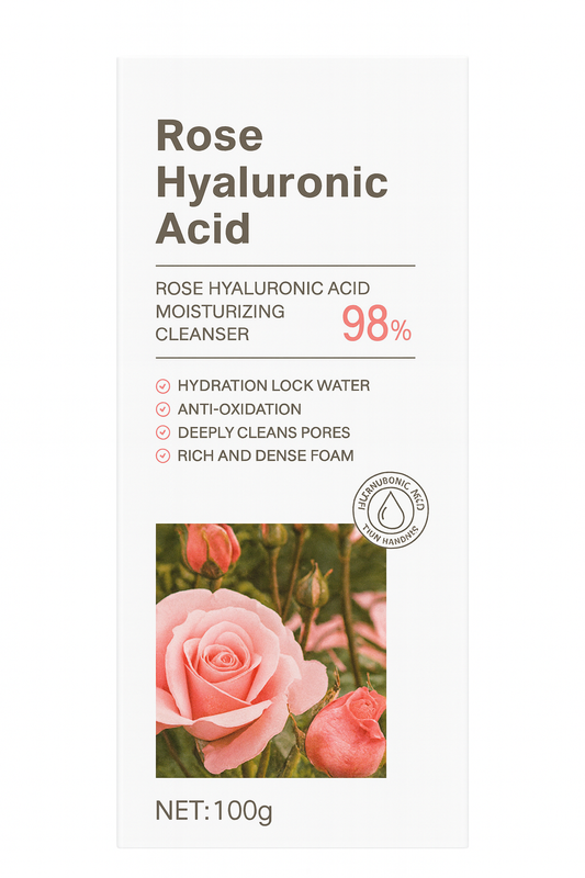Limpiador facial con ácido hialurónico de rosa.