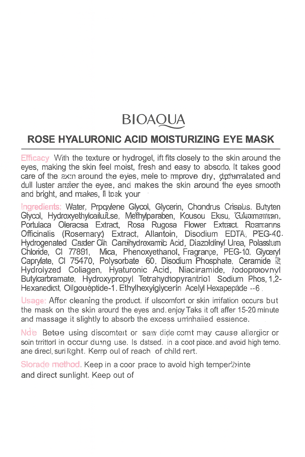 Parches de ojos. Ácido Hialurónico de Rosa