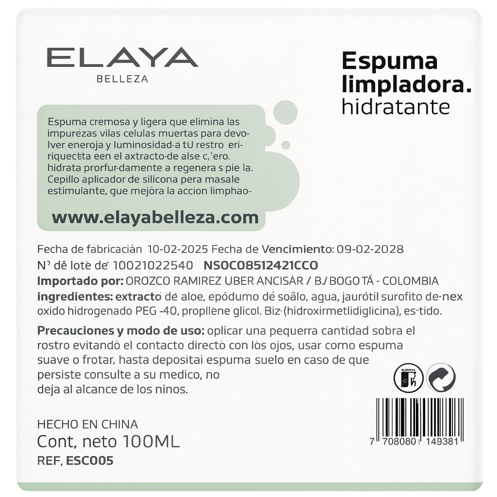 Espuma Limpiadora Hidratante. 100 ml