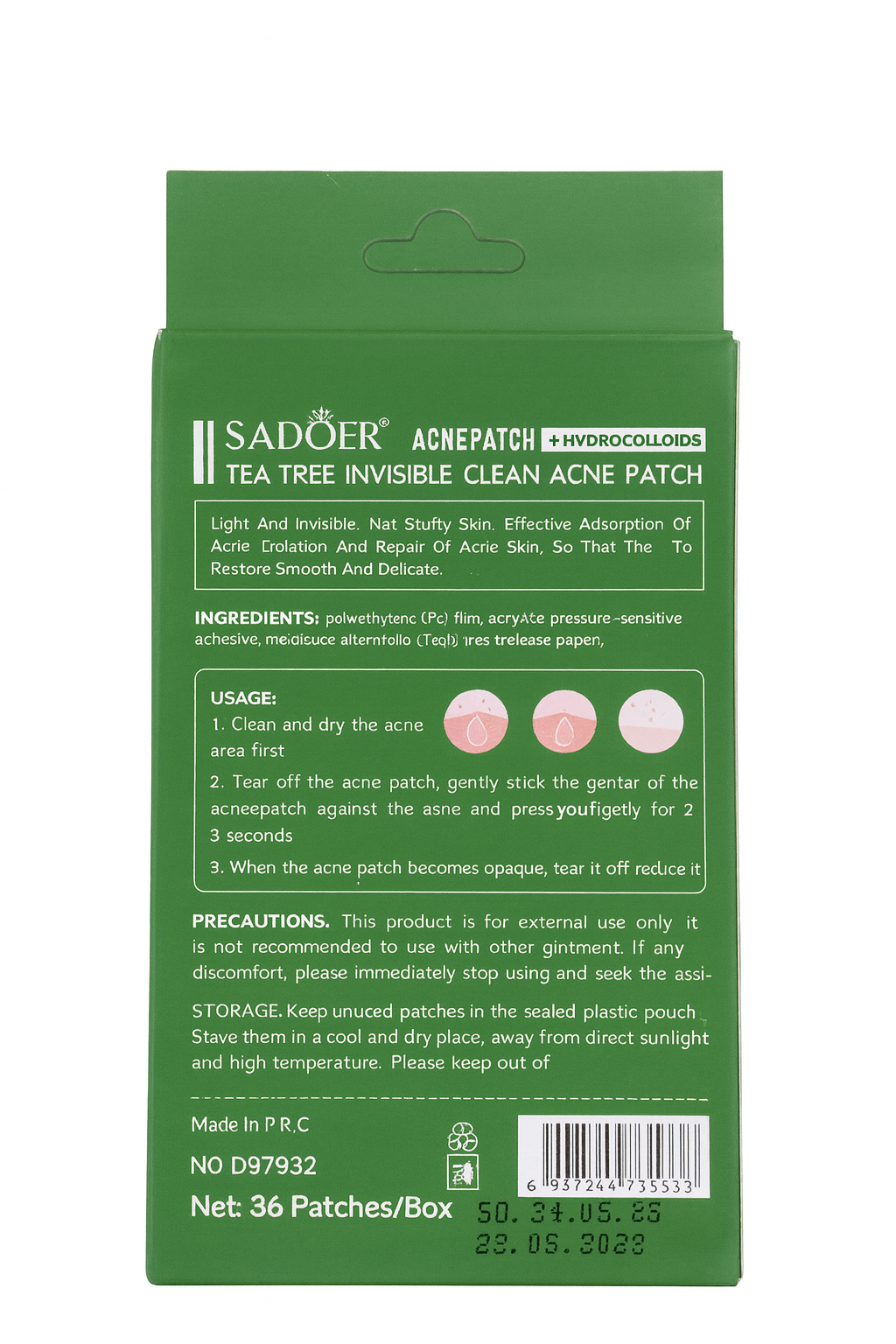 Parche para acné con árbol de té. Invisible. 36 unidades