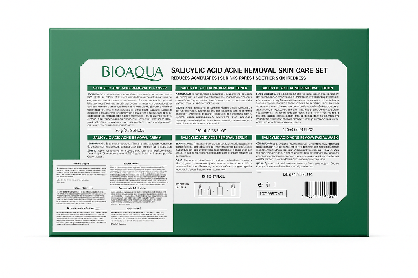 Kit completo de Skincare. Set Antiacné con Ácido Salicílico 6 Piezas