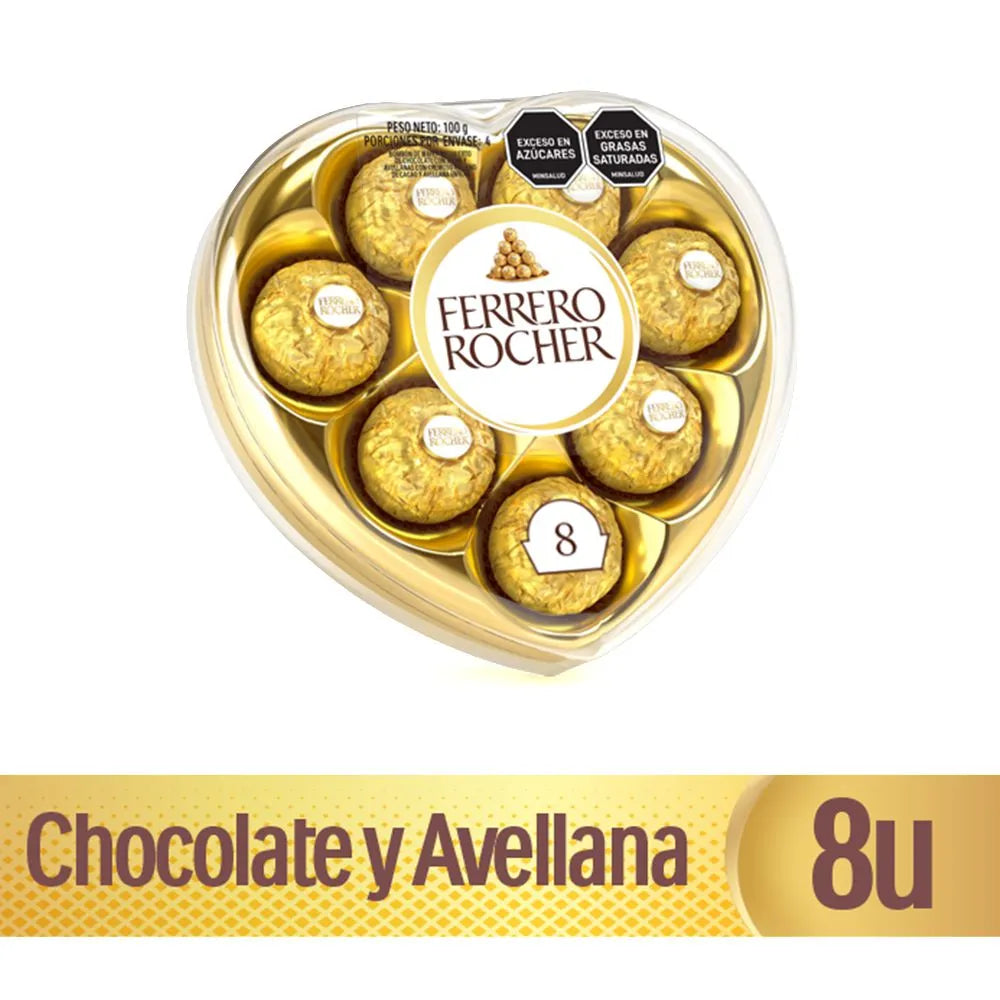 Chocolates FERRERO ROCHER de corazón con avellana (100 gr)