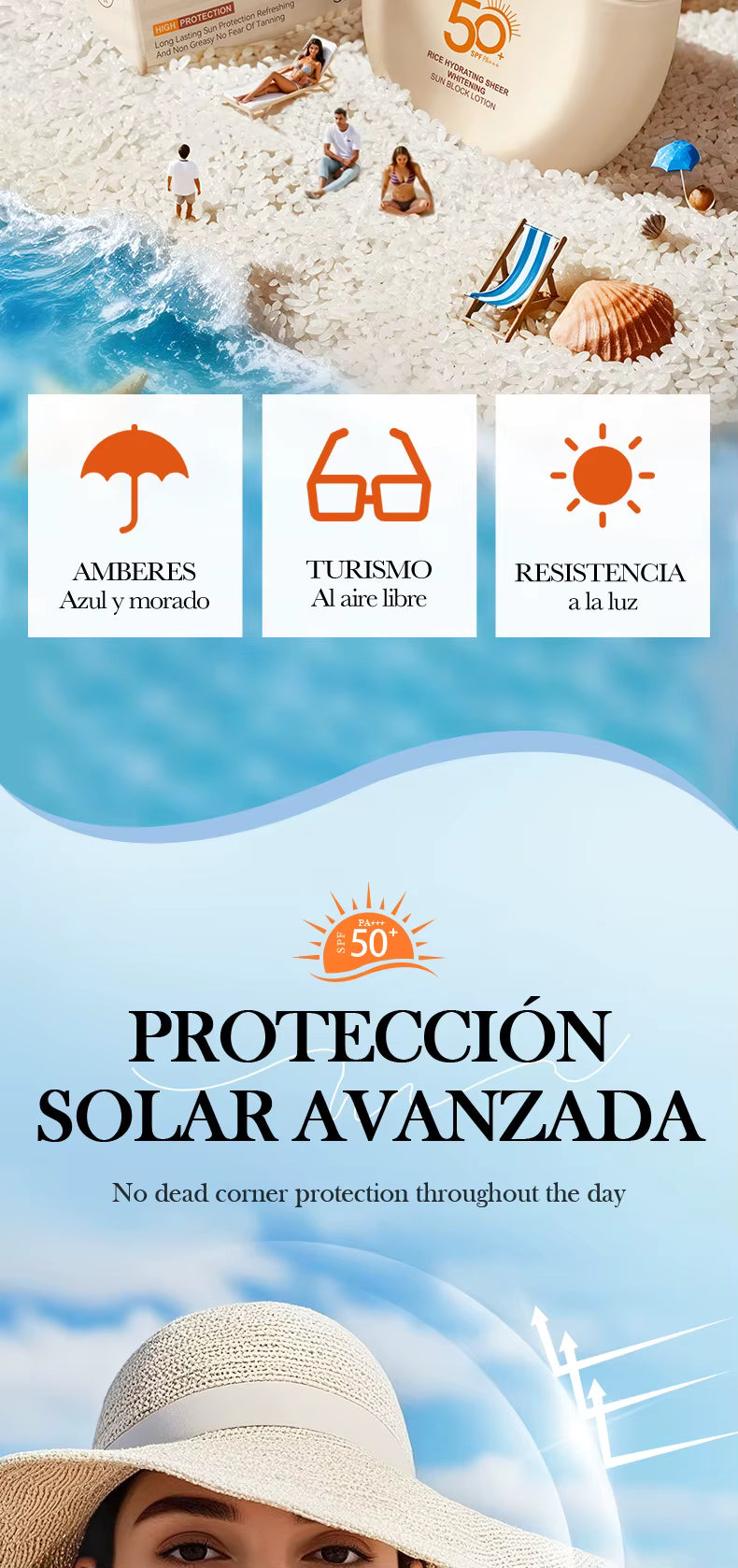Protector Solar Aclarado con Extracto de Arroz invisible SPF50+ PA+++