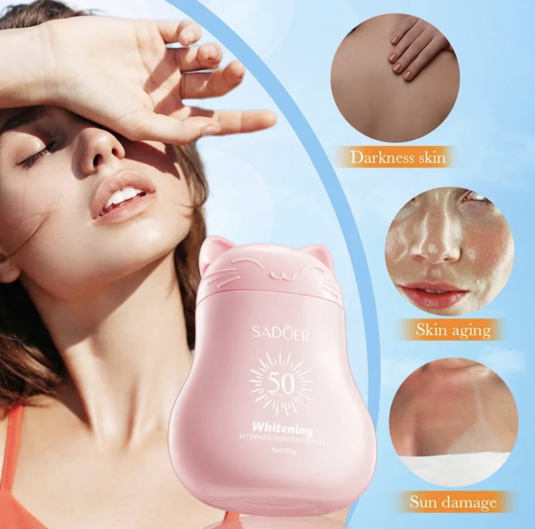 Protector solar Loción hidratante Sadoer con protección solar SPF50+ PA+++ (Edición Gatito)