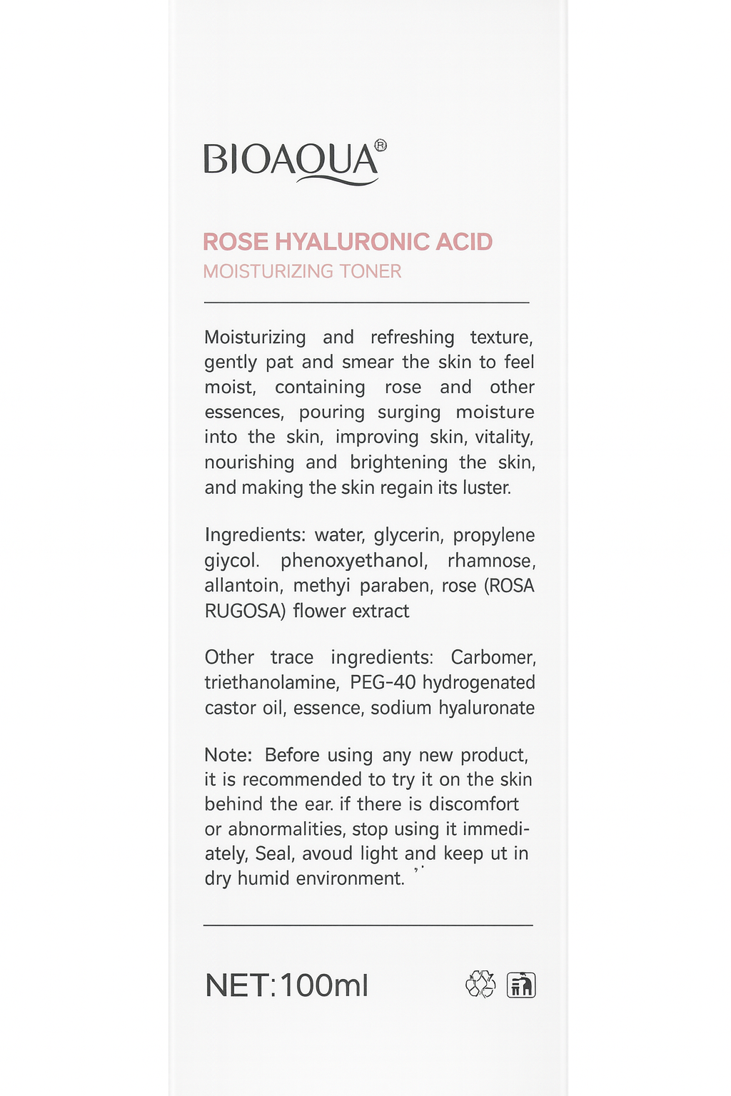 Tónico. Ácido Hialurónico de Rosa. 100 ml